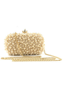 Luxury Evening Clutch Bag Adorned with Delicate Ivory Pearls