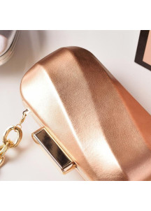 Metallic Evening Clutch with Golden Chain