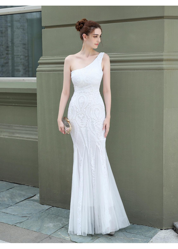 Emerald Mermaid One-Shoulder Evening Gown