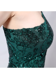 Vestido de Noche Sirena Esmeralda de un Solo Hombro Asimétrico