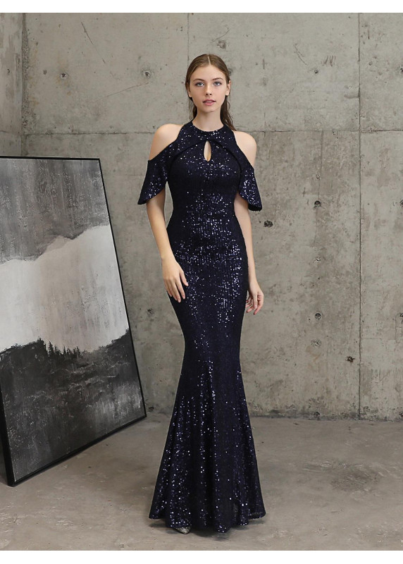 Sparkling Pink Evening Gown with Fitted Silhouette