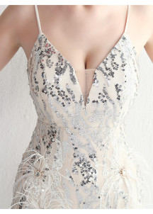 Captivating Glittering and Sculptural Black Evening Gown