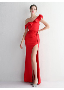 Sophisticated and Sculptural Navy Blue Evening Gown