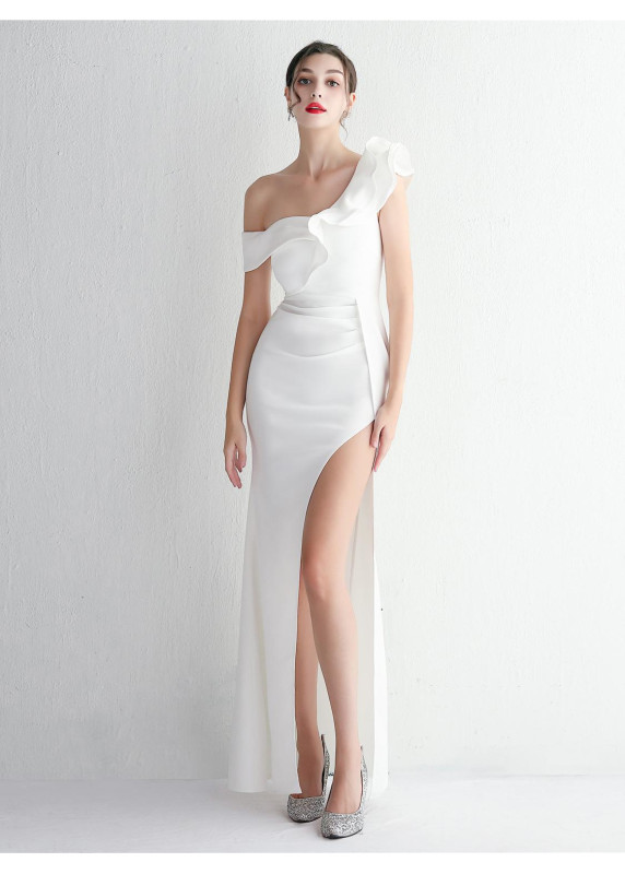 Sophisticated and Sculptural Navy Blue Evening Gown