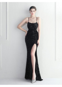 Elegante y Reluciente Vestido de Baile Azul Cielo con Espalda Descubierta y Lentejuelas