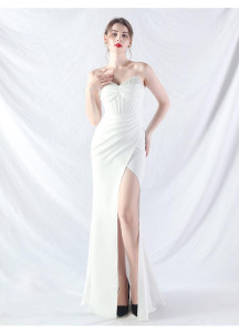 Powder Pink Mermaid Evening Gown with Beaded Sweetheart Bodice