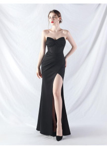 Powder Pink Mermaid Evening Gown with Beaded Sweetheart Bodice